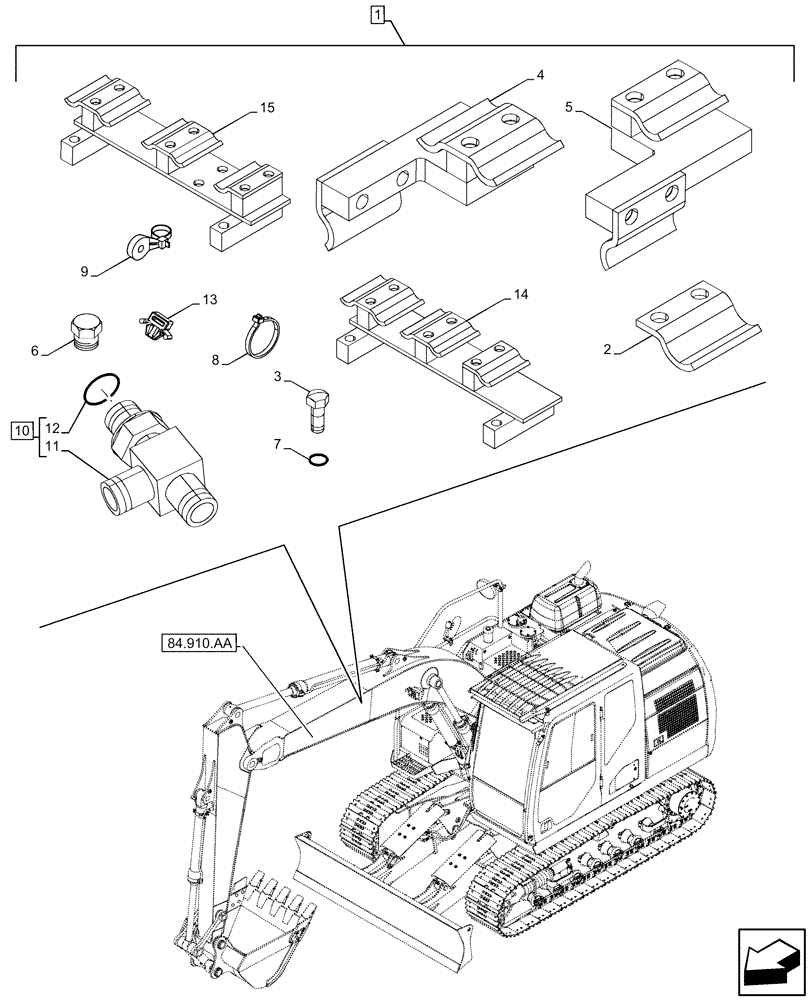 Схема запчастей Case CX130D LC - (88.100.35[090]) - DIA KIT, CLAMSHELL BUCKET, ROTATION, W/ ELECTRICAL PROPORTIONAL CONTROL, CLAMP (88) - ACCESSORIES