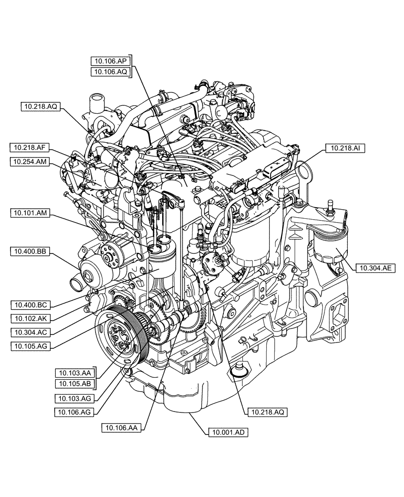 Схема запчастей Case F5HFL463A F012 - (00.000.10[01]) - PICTORIAL INDEX - ENGINE (00) - GENERAL & PICTORIAL INDEX