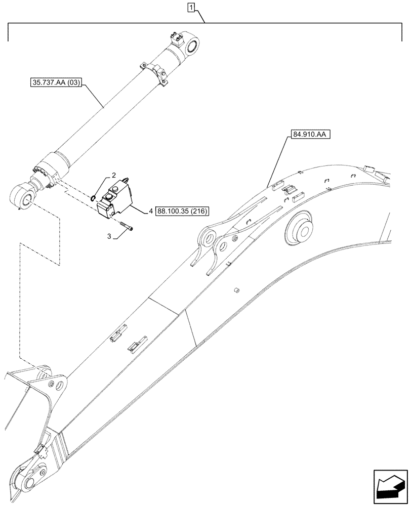 Схема запчастей Case CX130D - (88.100.35[209]) - DIA KIT, SAFETY VALVE, ARM, LIFT CYLINDER, CHECK VALVE (88) - ACCESSORIES