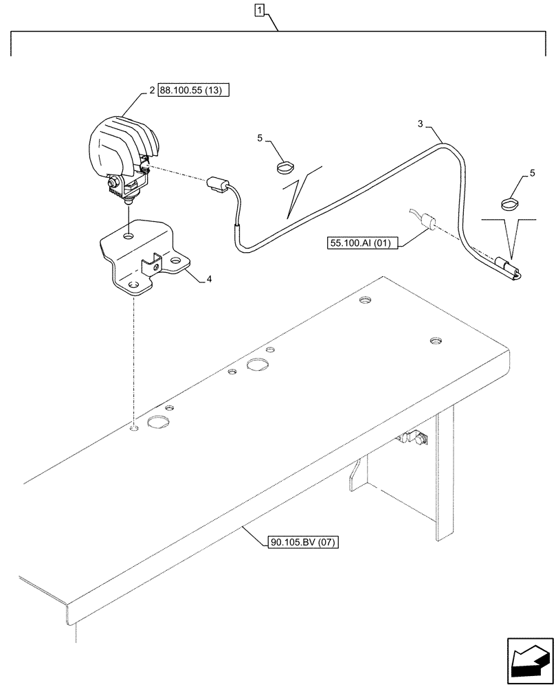 Схема запчастей Case CX210D LC LR - (88.100.55[11]) - DIA KIT, RIGHT, LEFT, REAR VIEW CAMERA, LIGHT (88) - ACCESSORIES