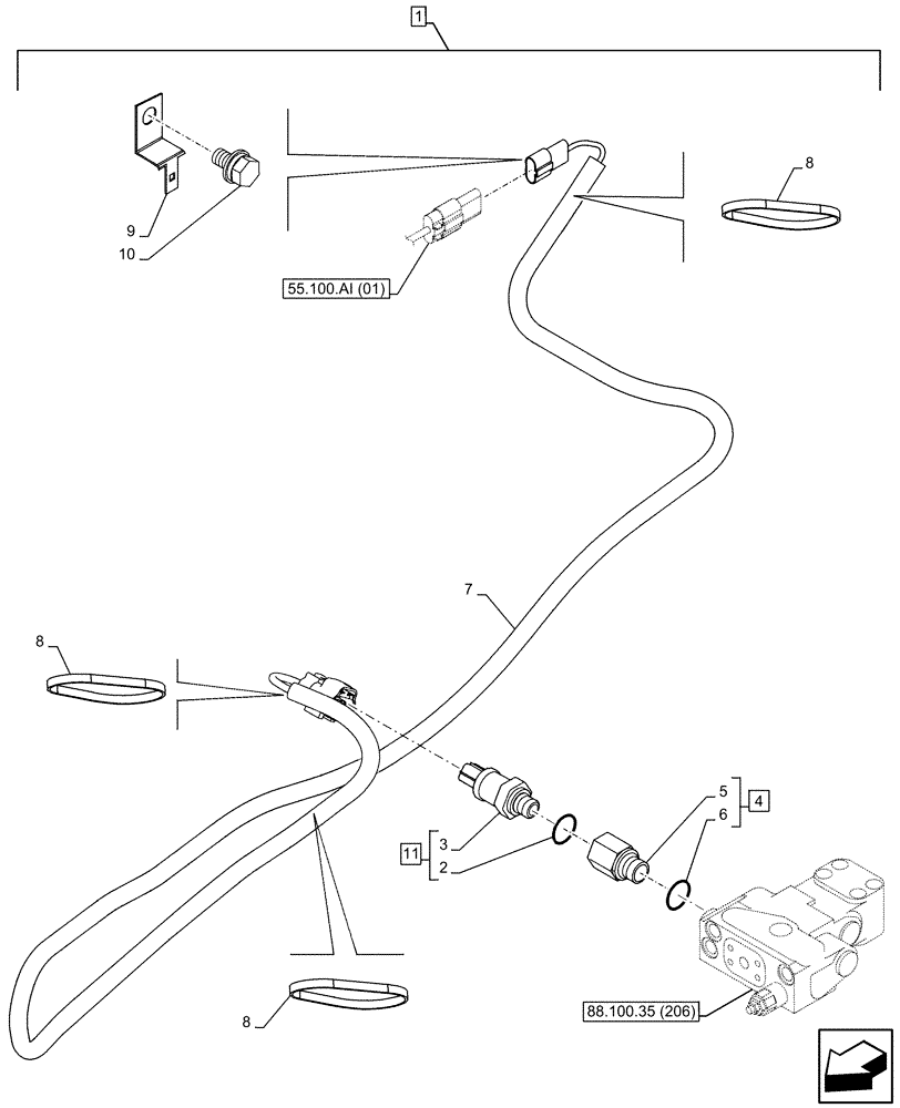 Схема запчастей Case CX160D LC - (88.100.35[213]) - DIA KIT, SAFETY VALVE, BOOM, LIFT CYLINDER, CHECK VALVE, WIRE HARNESS, PRESSURE SWITCH (88) - ACCESSORIES