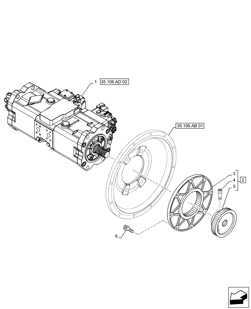 Схема запчастей Case CX500D RTC - (35.106.AD[01]) - VARIABLE DELIVERY HYDRAULIC PUMP (35) - HYDRAULIC SYSTEMS