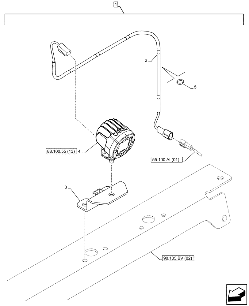 Схема запчастей Case CX210D LC LR - (88.100.55[12]) - DIA KIT, RIGHT, LEFT, REAR VIEW CAMERA, LIGHT (88) - ACCESSORIES