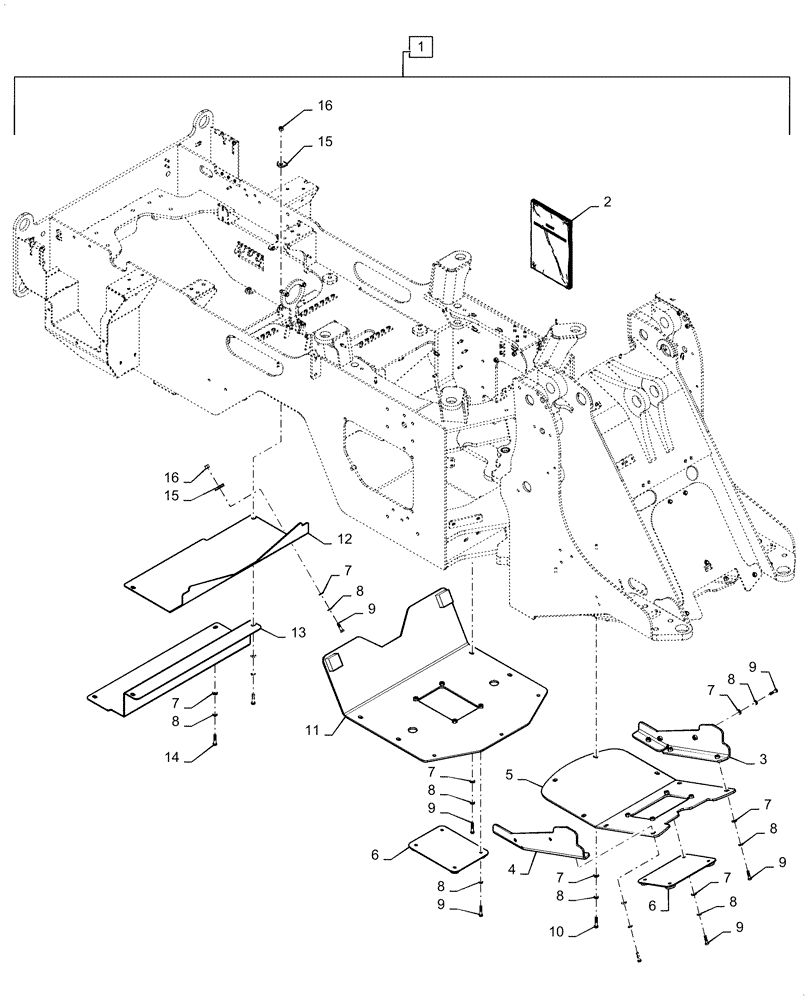 Схема запчастей Case 621F - (88.100.90[03]) - DIA KIT SKID AND FUEL TANK GUARDS (88) - ACCESSORIES