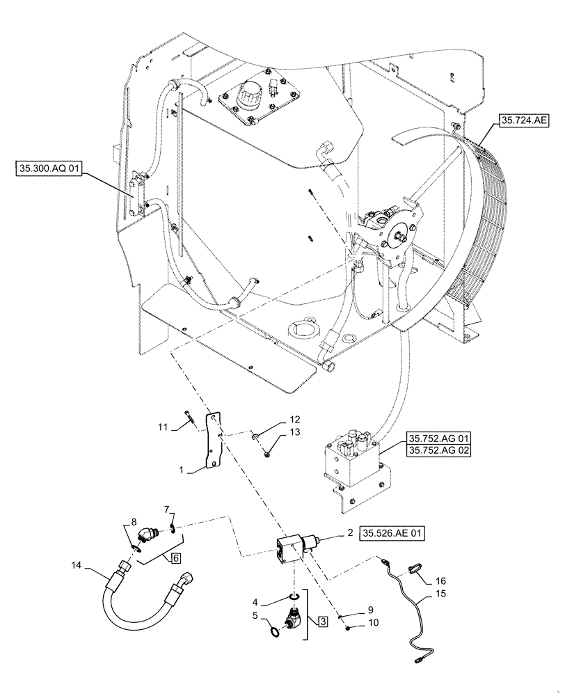 Схема запчастей Case 621F - (35.526.AE) - HEAT LOAD VALVE INSTALLATION (35) - HYDRAULIC SYSTEMS