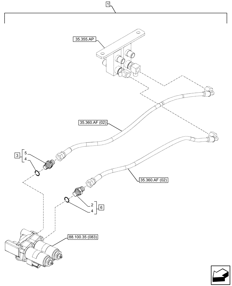 Схема запчастей Case CX160D LC - (88.100.35[085]) - DIA KIT, CLAMSHELL BUCKET, ROTATION, W/ ELECTRICAL PROPORTIONAL CONTROL, HYDRAULIC LINE (88) - ACCESSORIES