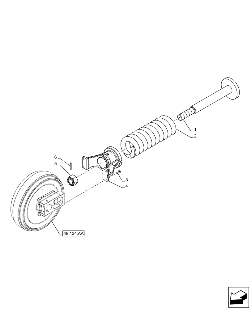 Схема запчастей Case CX490D RTC - (48.134.AE) - TENSION SPRING (48) - TRACKS & TRACK SUSPENSION