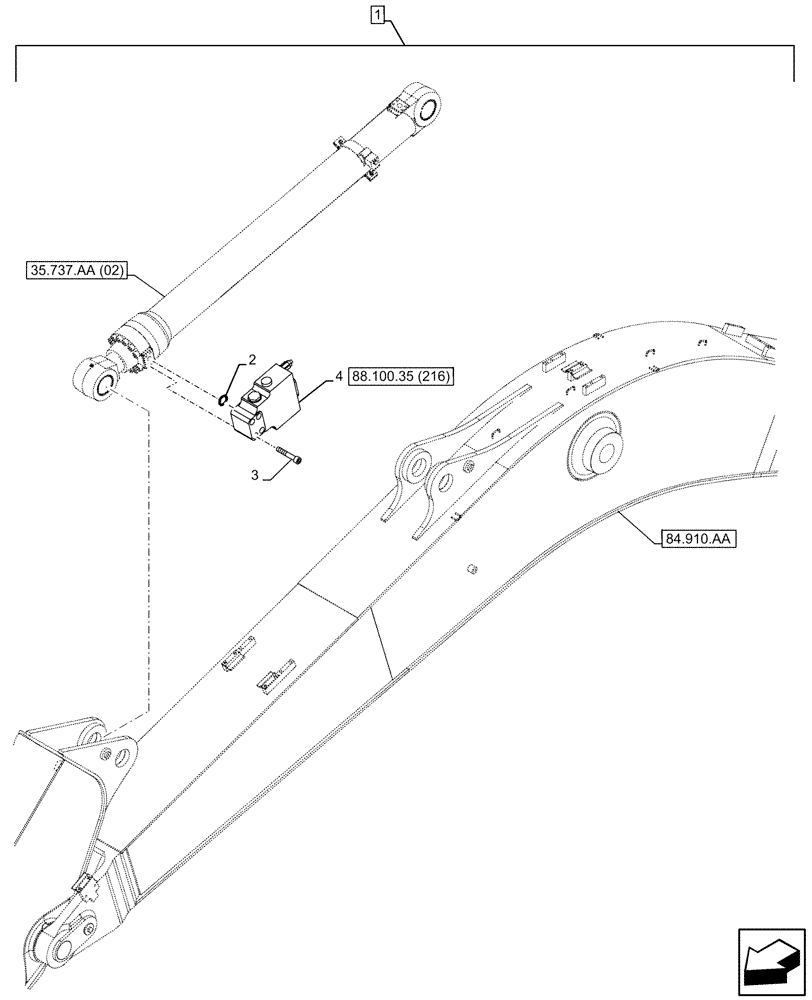 Схема запчастей Case CX250D LC - (88.100.35[209]) - DIA KIT, SAFETY VALVE, ARM, LIFT CYLINDER, CHECK VALVE (88) - ACCESSORIES