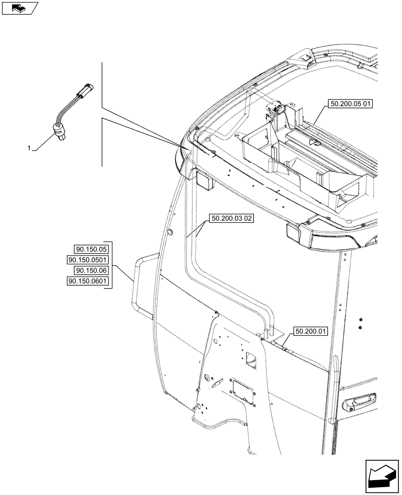 Схема запчастей Case 590SN - (50.200.03[03]) - VAR - 747853, 747855 - AIR CONDITIONER, SYSTEM PRESSURE SWITCH (50) - CAB CLIMATE CONTROL