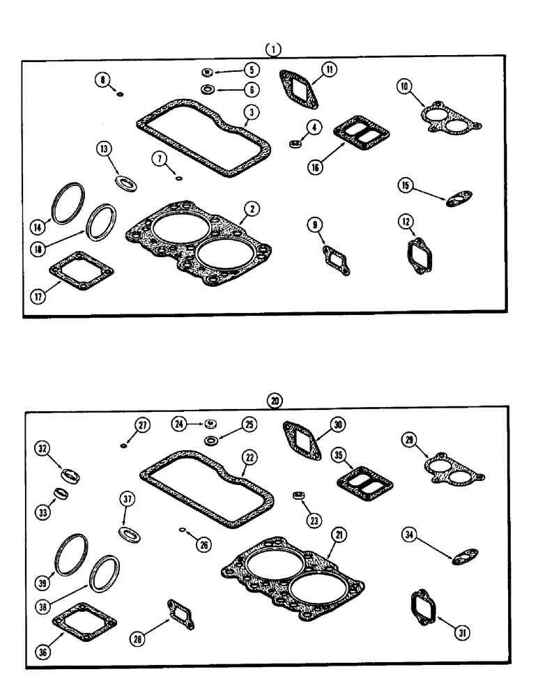 Схема запчастей Case 600 - (046) - ENGINE GASKET KITS, (336BD) AND (336BDT) DIESEL ENGINE, VALVE GRIND KIT (01) - ENGINE