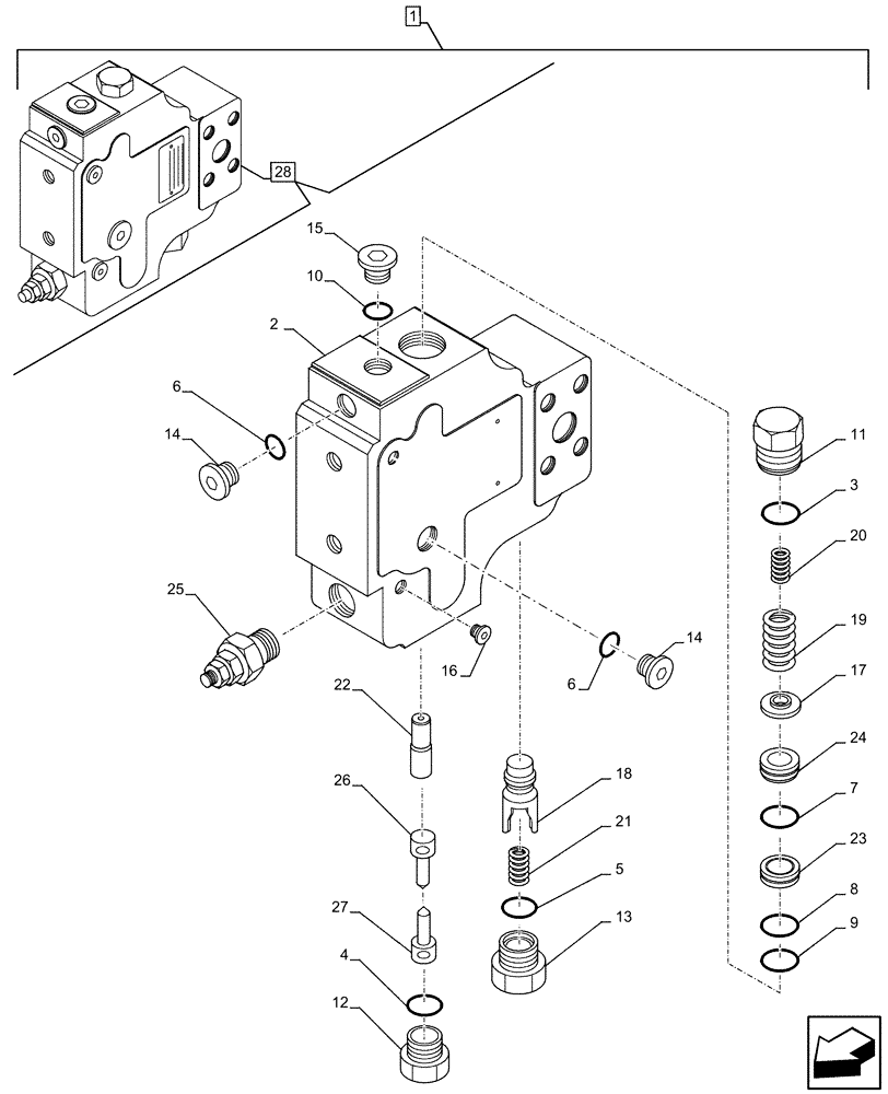 Схема запчастей Case CX250D LC LR - (88.100.35[207]) - DIA KIT, SAFETY VALVE, BOOM, LIFT CYLINDER, CHECK VALVE, COMPONENTS (88) - ACCESSORIES