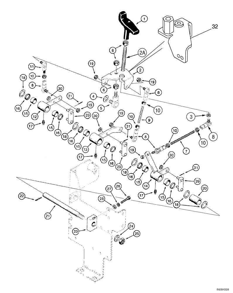 Схема запчастей Case 550H-IND - (08-14) - CONTROLS - LEVER AND LINKAGE, MODELS WITH THREE SPOOL CONTROL VALVE (08) - HYDRAULICS