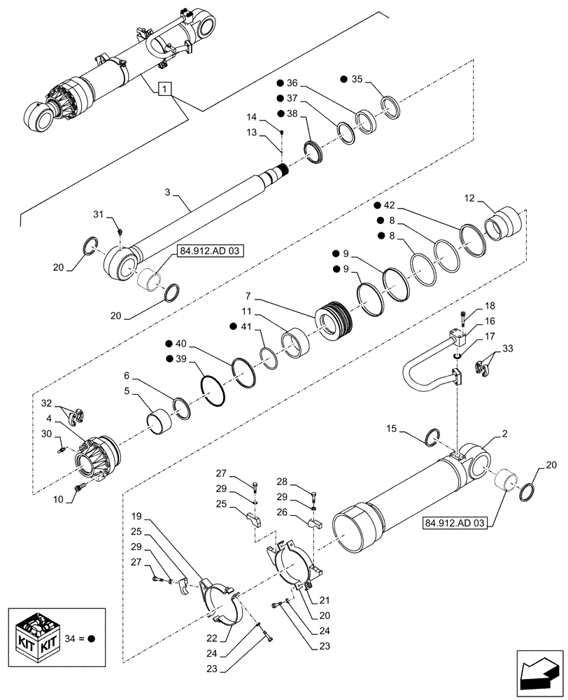 Схема запчастей Case CX500D LC - (35.737.AA[02]) - VAR - 481064 - ARM, CYLINDER, COMPONENTS (35) - HYDRAULIC SYSTEMS