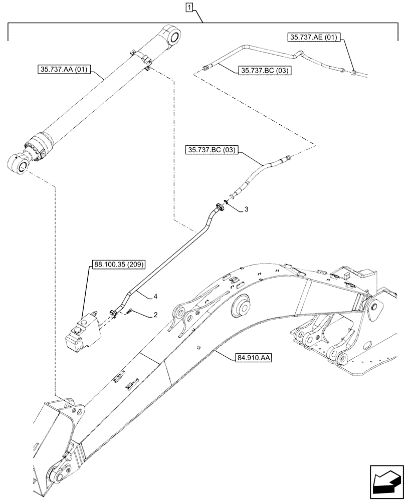 Схема запчастей Case CX300D LC - (88.100.35[210]) - DIA KIT, SAFETY VALVE, ARM, LIFT CYLINDER, CHECK VALVE, LINE (88) - ACCESSORIES