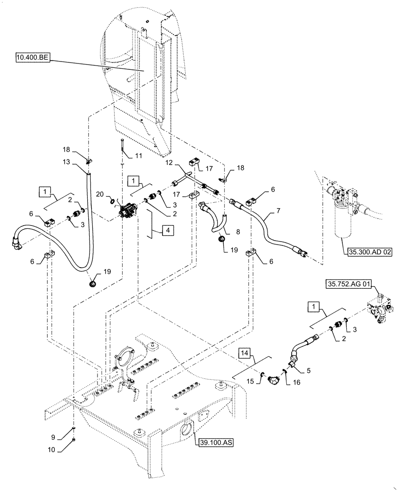 Схема запчастей Case 621F - (35.752.AG) - THERMAL BYPASS VALVE INSTALLATION (35) - HYDRAULIC SYSTEMS