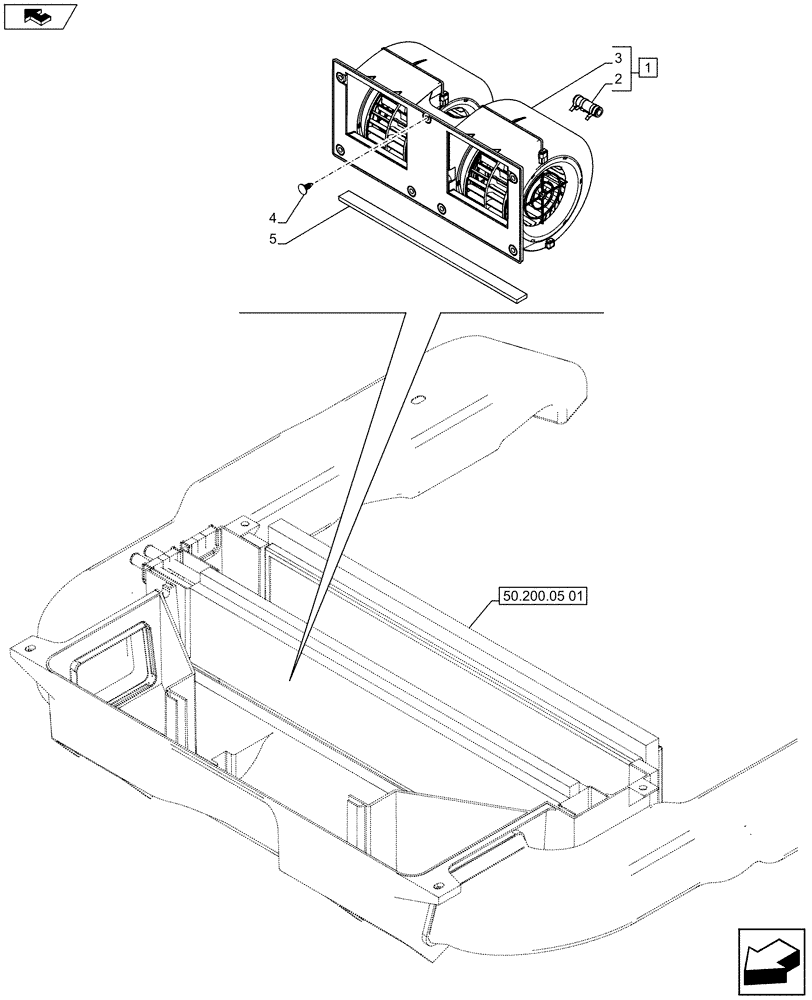 Схема запчастей Case 580SN WT - (50.200.05[02]) - VAR - 747853, 747854, 747855 - CAB, HEATER, BLOWER (50) - CAB CLIMATE CONTROL