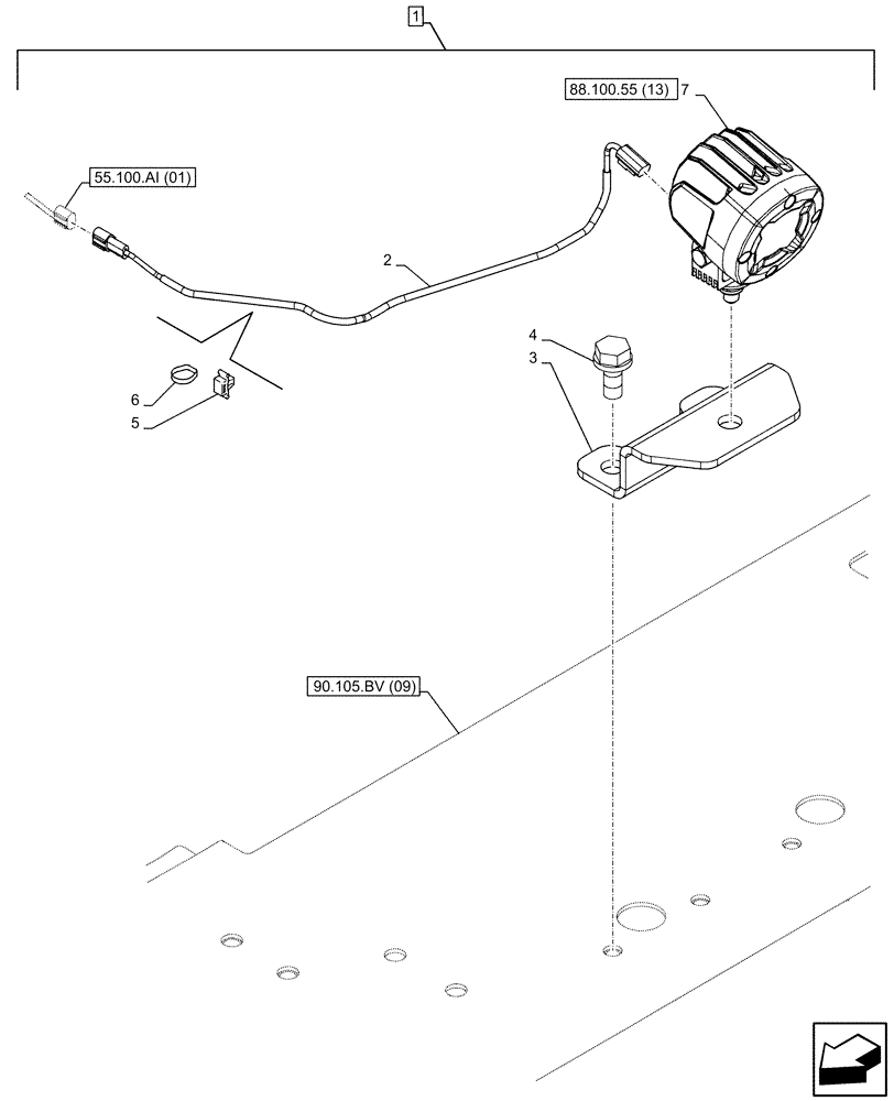 Схема запчастей Case CX160D LC - (88.100.55[12]) - DIA KIT, RIGHT, LEFT, REAR VIEW CAMERA, LIGHT (88) - ACCESSORIES