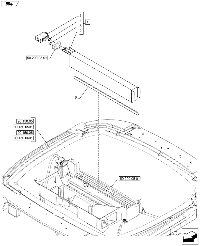 Схема запчастей Case 590SN - (50.200.03[01]) - VAR - 747853, 747855 - AIR CONDITIONING, EVAPORATOR (50) - CAB CLIMATE CONTROL