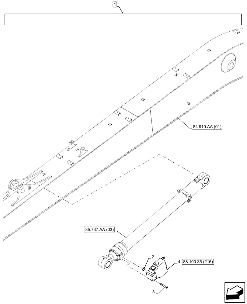 Схема запчастей Case CX210D LC LR - (88.100.35[209]) - DIA KIT, SAFETY VALVE, ARM, LIFT CYLINDER, CHECK VALVE (88) - ACCESSORIES