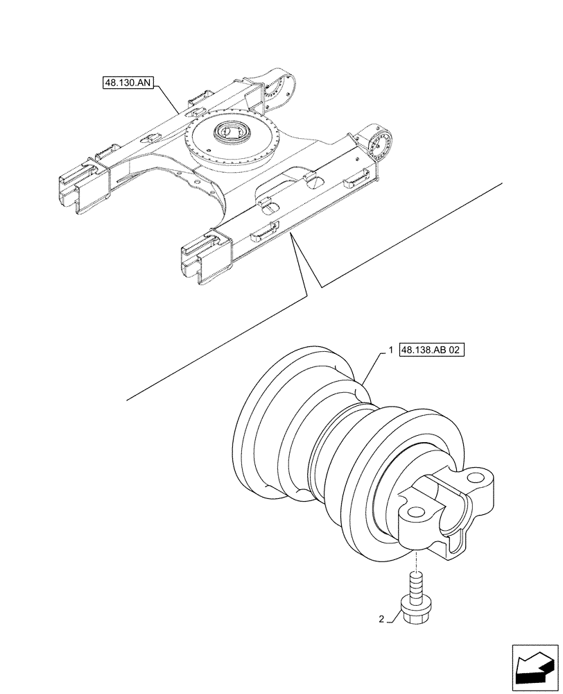 Схема запчастей Case CX500D LC - (48.138.AB[01]) - TRACK ROLLER (48) - TRACKS & TRACK SUSPENSION