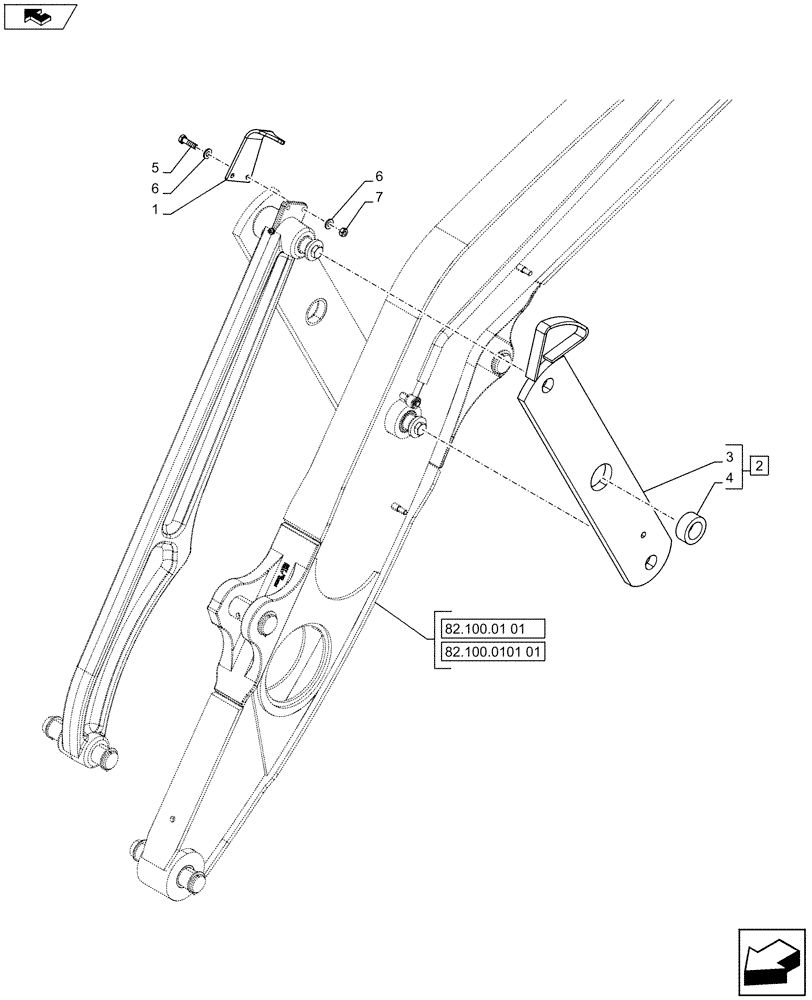 Схема запчастей Case 580SN - (84.100.0303) - VAR - 742433, 747863 - LOADER ARM, LINK AND GAUGE (84) - BOOMS, DIPPERS & BUCKETS