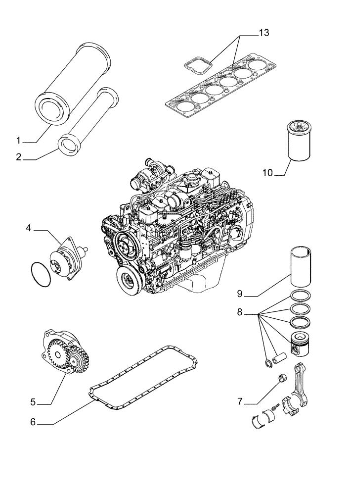 Схема запчастей Case 845 - (00-00[01]) - ENGINE OVERHOULING (02) - ENGINE