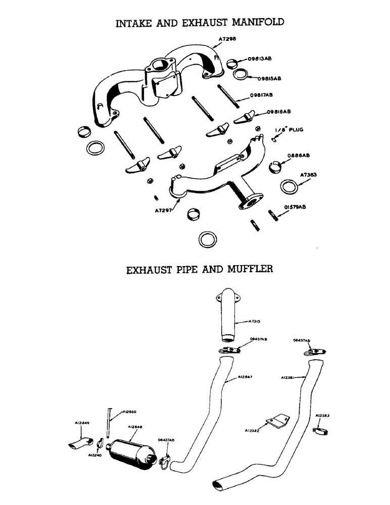 Схема запчастей Case W9 - (040) - GASOLINE ENGINE, INTAKE AND EXHAUST MANIFOLD, EXHAUST PIPE (02) - ENGINE