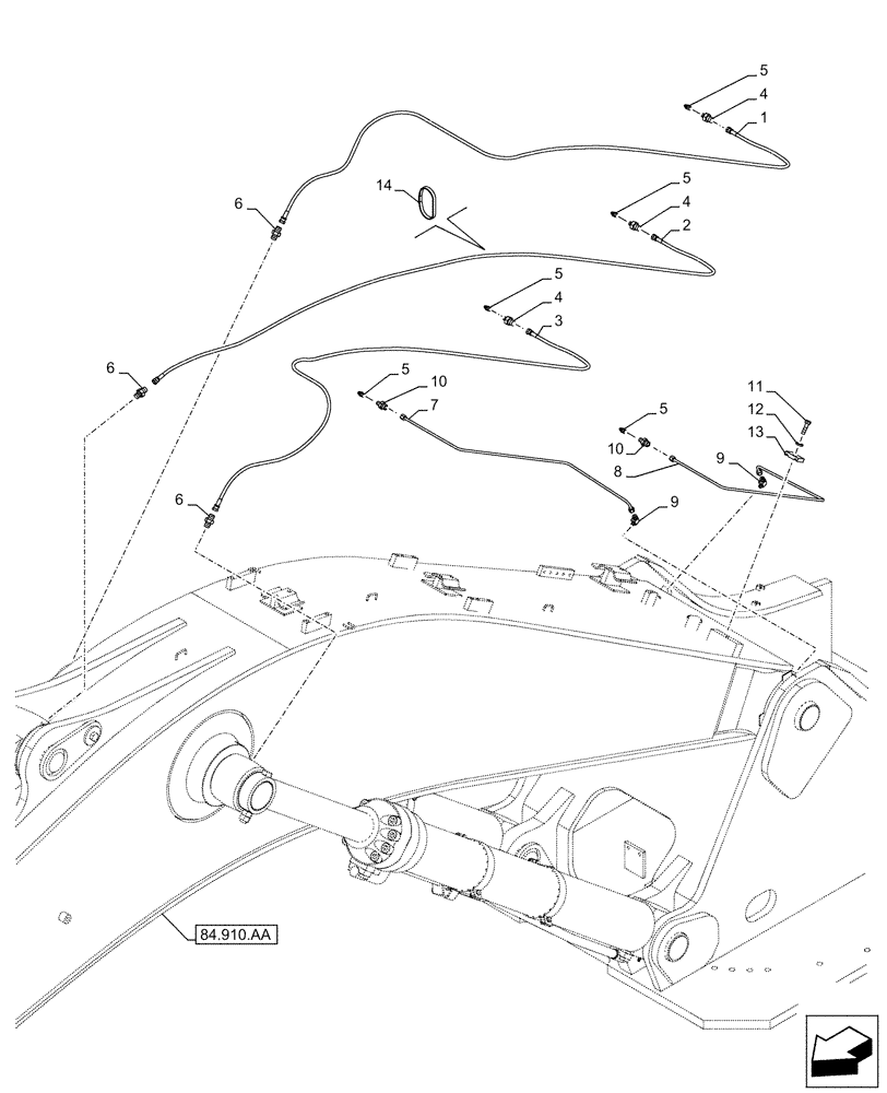 Схема запчастей Case CX500D RTC - (71.460.AF[02]) - LUBRICATION LINE (71) - LUBRICATION SYSTEM