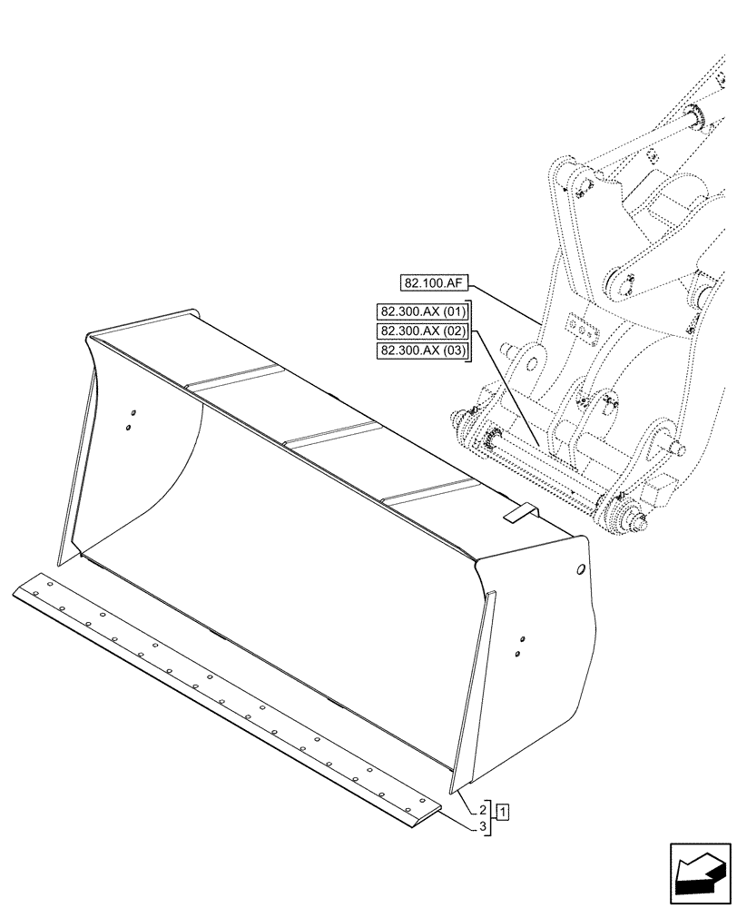 Схема запчастей Case 21F - (89.800.AA[19]) - VAR - 734604 - ATTACHMENT, BUCKET (1M³ X 2050MM) (89) - TOOLS