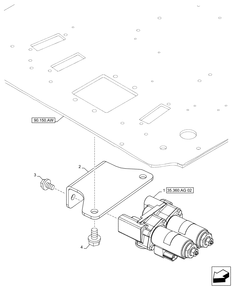 Схема запчастей Case CX500D RTC - (35.360.AG[01]) - VAR - 461863 - SOLENOID VALVE, CLAMSHELL BUCKET, ROTATION, W/ ELECTRICAL PROPORTIONAL CONTROL (35) - HYDRAULIC SYSTEMS