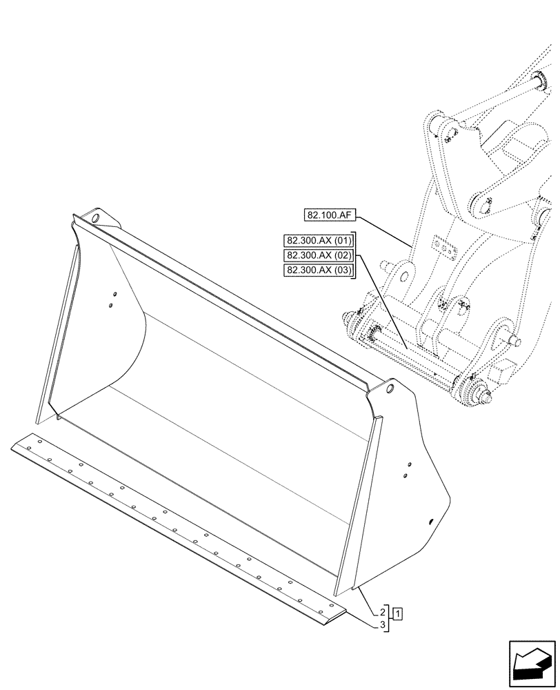 Схема запчастей Case 21F - (89.800.AA[34]) - VAR - 734629 - ATTACHMENT, BUCKET (0.7M³ X 1900MM) (89) - TOOLS