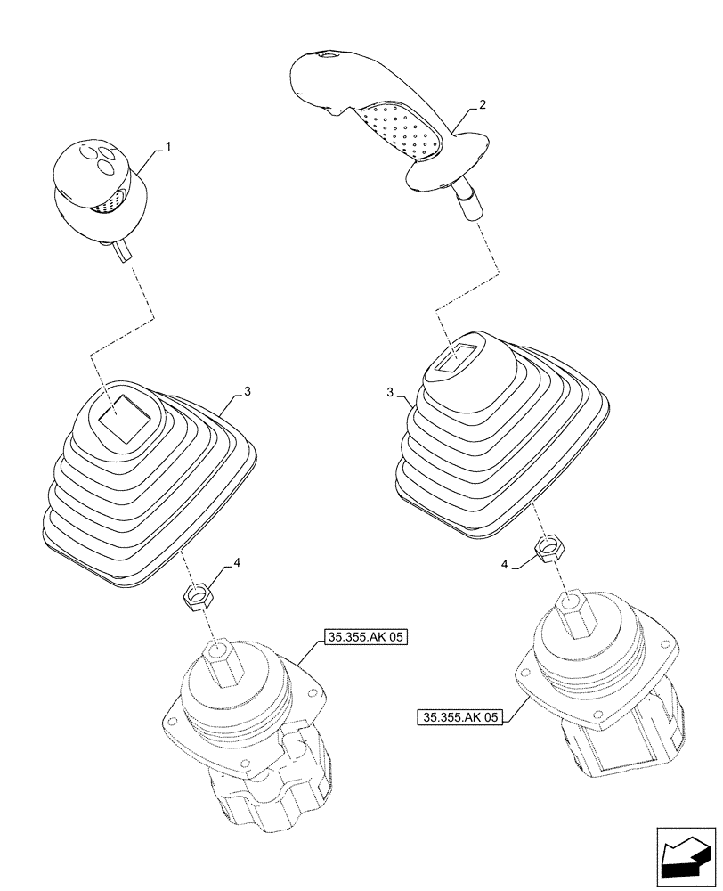 Схема запчастей Case CX490D RTC - (35.355.AK[01]) - STD + VAR - 461561 - JOYSTICK (35) - HYDRAULIC SYSTEMS