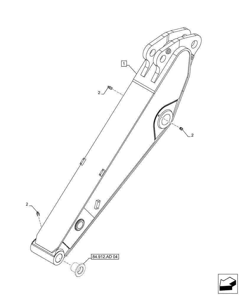 Схема запчастей Case CX490D LC - (84.912.AA[03]) - VAR - 461548 - ARM, HEAVY DUTY (L=2.53M) (84) - BOOMS, DIPPERS & BUCKETS