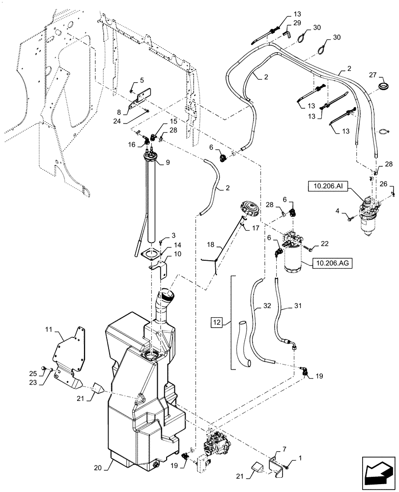 Схема запчастей Case TR270 - (10.210.AF) - FUEL LINE & TANK (24-NOV-2015 AND AFTER) (10) - ENGINE