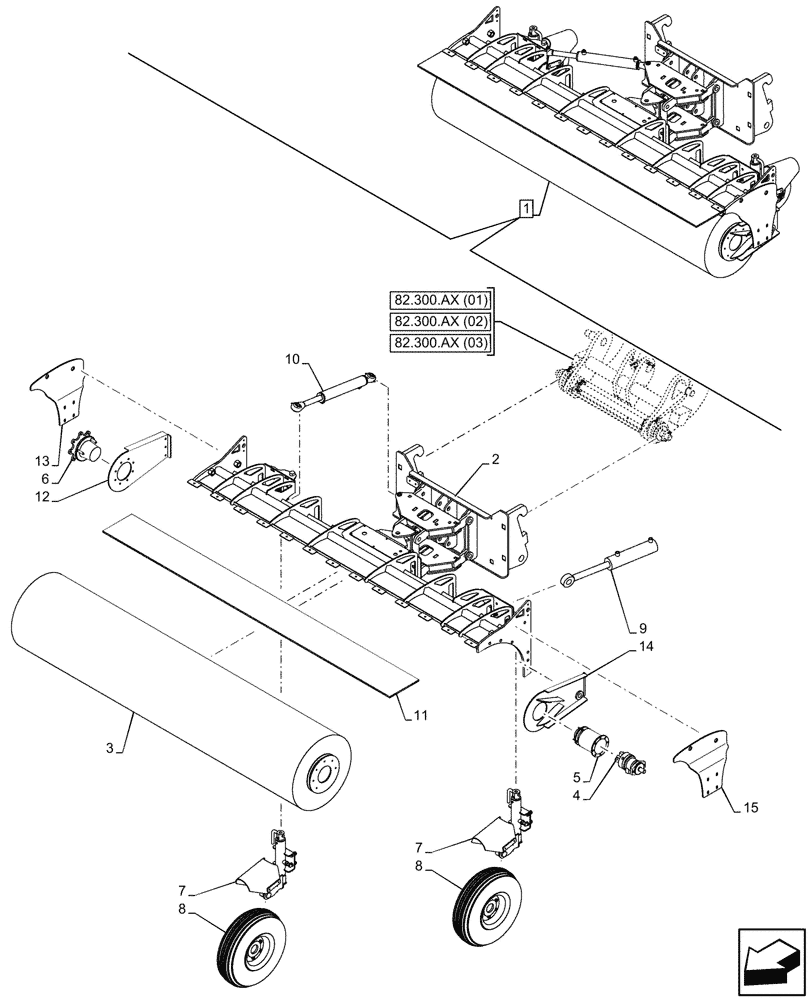 Схема запчастей Case 21F - (89.260.AA[01]) - VAR - 734659 - ATTACHMENT, ANGLE BROOM (2550MM) (89) - TOOLS