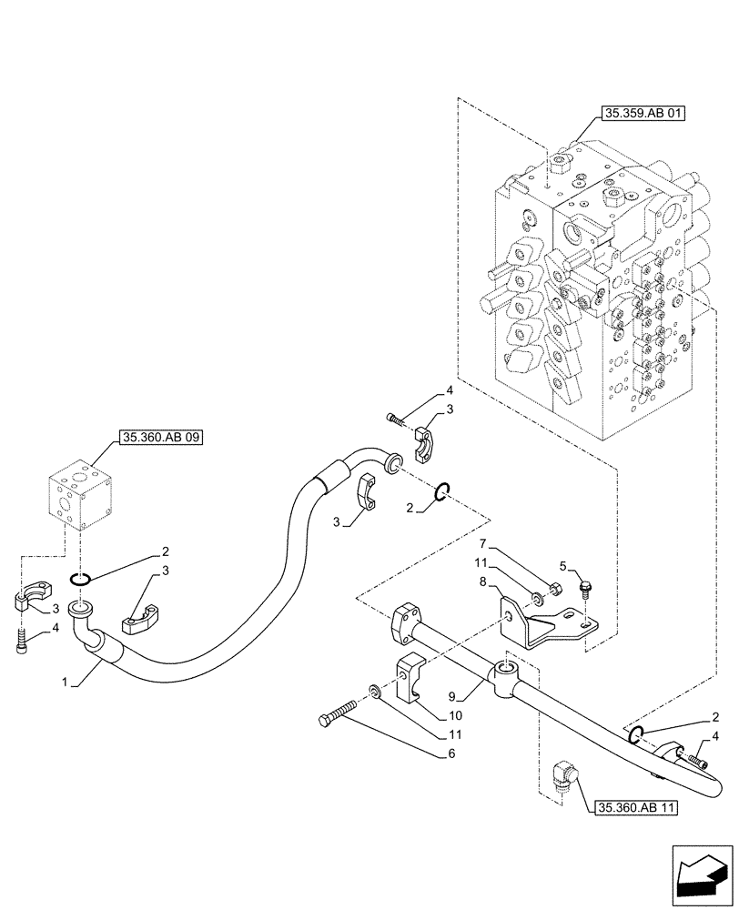 Схема запчастей Case CX490D RTC - (35.360.AB[10]) - VAR - 461869 - HAMMER CIRCUIT, LINES, HIGH FLOW, SHEARS, W/ ELECTRICAL PROPORTIONAL CONTROL (35) - HYDRAULIC SYSTEMS