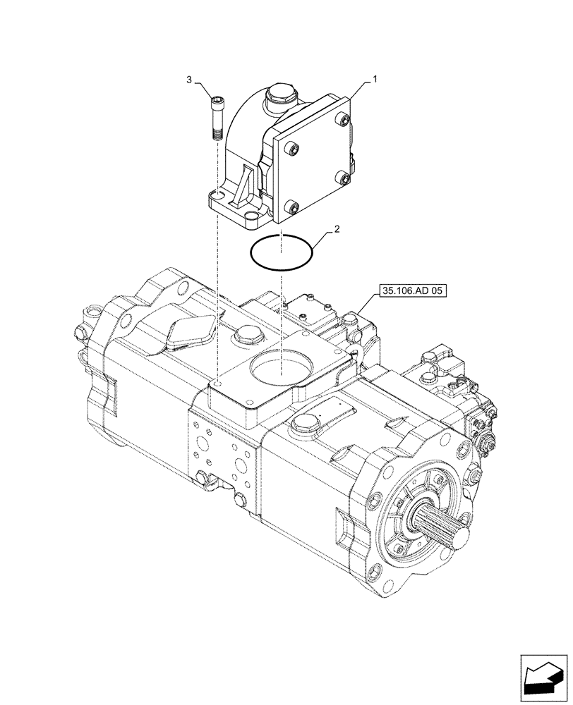 Схема запчастей Case CX490D RTC - (35.106.AN) - VAR - 461863 - HYDRAULIC PUMP, PTO, CLAMSHELL BUCKET, ROTATION, W/ ELECTRICAL PROPORTIONAL CONTROL, COMPONENTS (35) - HYDRAULIC SYSTEMS