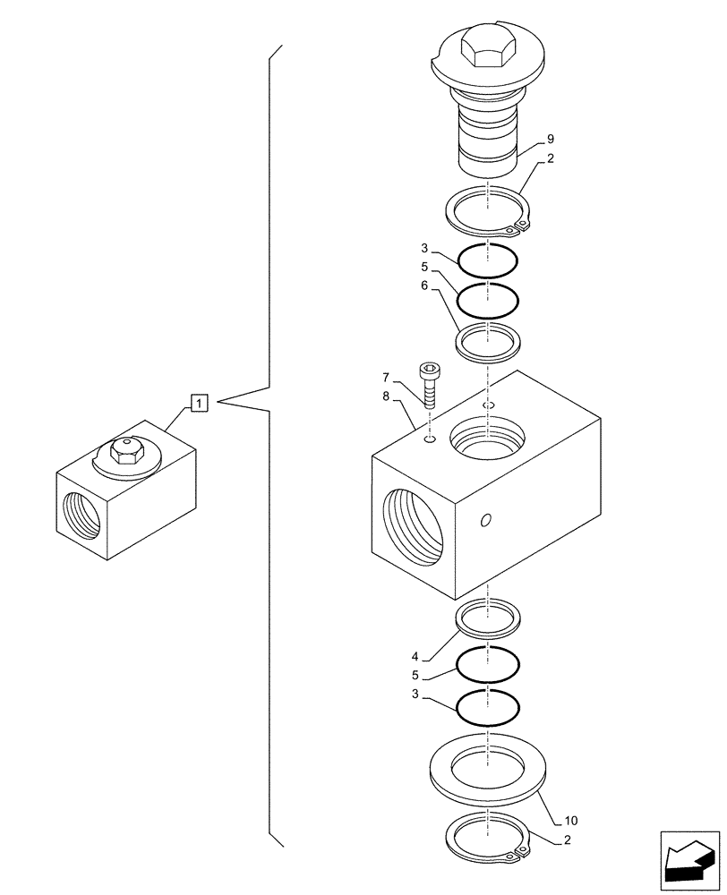 Схема запчастей Case CX500D RTC - (35.360.AL[02]) - VAR - 461863 - ARM, STOP, VALVE, CLAMSHELL BUCKET, ROTATION, W/ ELECTRICAL PROPORTIONAL CONTROL, COMPONENTS (35) - HYDRAULIC SYSTEMS