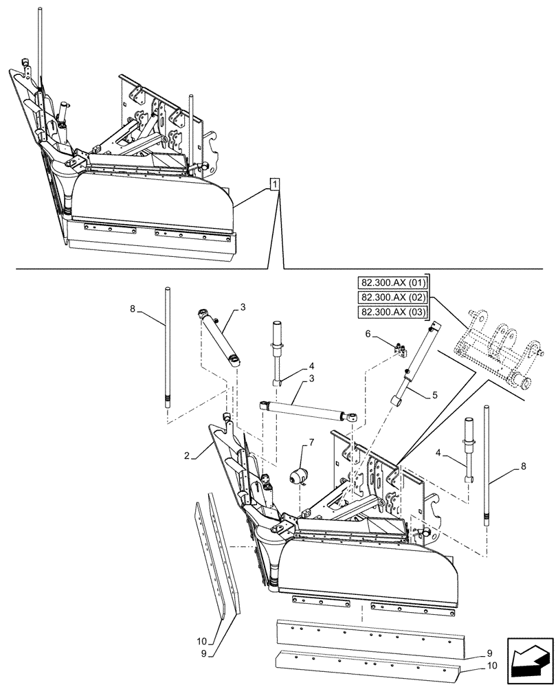 Схема запчастей Case 221F - (89.850.AA[01]) - VAR - 734661 - ATTACHMENT, V-TYPE SNOW PLOW (2355MM) (89) - TOOLS