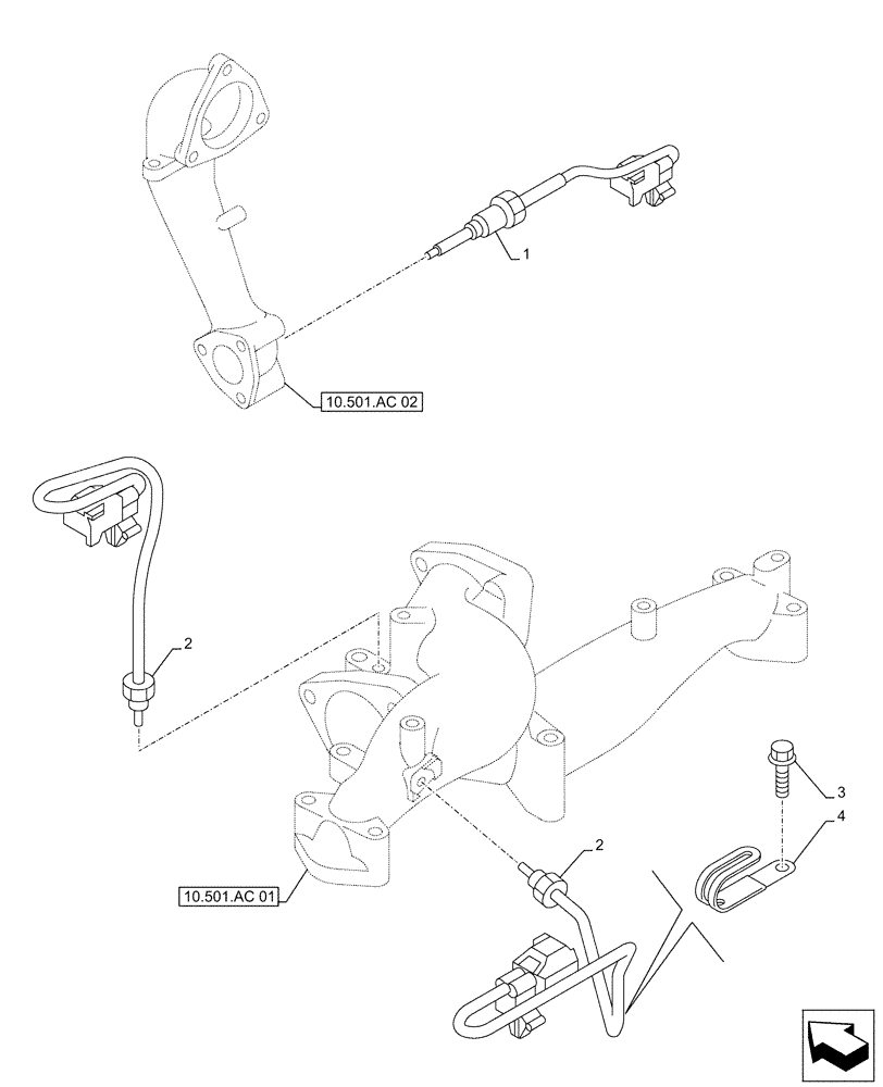 Схема запчастей Case AQ-6UZ1XASS01 - (55.989.AA) - EXHUAST GAS RECIRCULATION, TEMPERATURE SENDER (55) - ELECTRICAL SYSTEMS