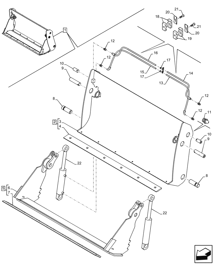 Схема запчастей Case 21F - (89.800.AA[25]) - VAR - 734607 - ATTACHMENT, BUCKET, 4 IN 1 (0.7M³ X 1900MM) (89) - TOOLS