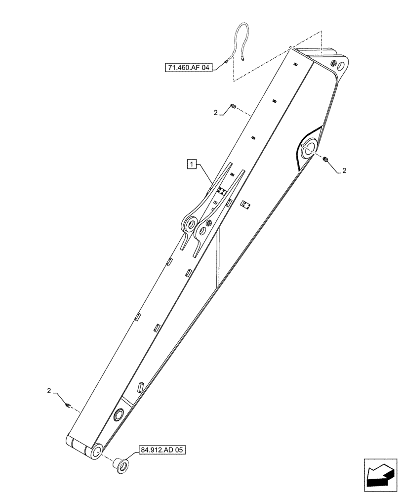 Схема запчастей Case CX490D RTC - (84.912.AA[04]) - VAR - 461544 - ARM (L=4.85M) (84) - BOOMS, DIPPERS & BUCKETS