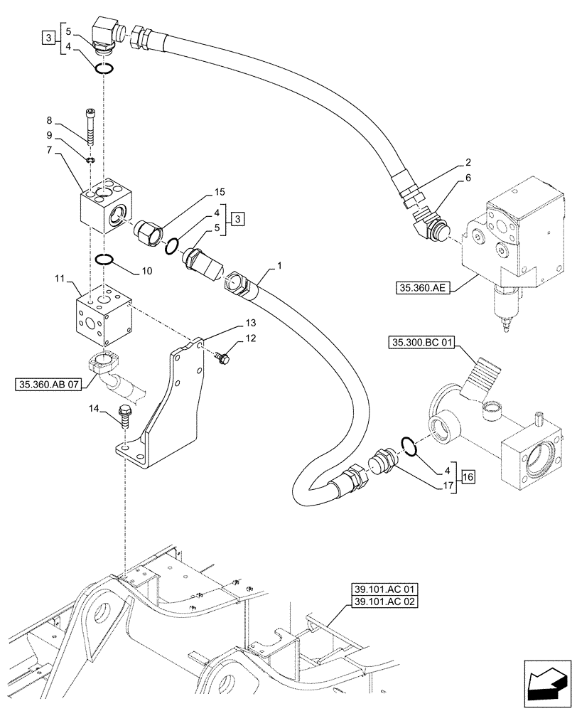 Схема запчастей Case CX500D LC - (35.360.AB[09]) - VAR - 461869 - HAMMER CIRCUIT, LINES, HIGH FLOW, SHEARS, W/ ELECTRICAL PROPORTIONAL CONTROL (35) - HYDRAULIC SYSTEMS