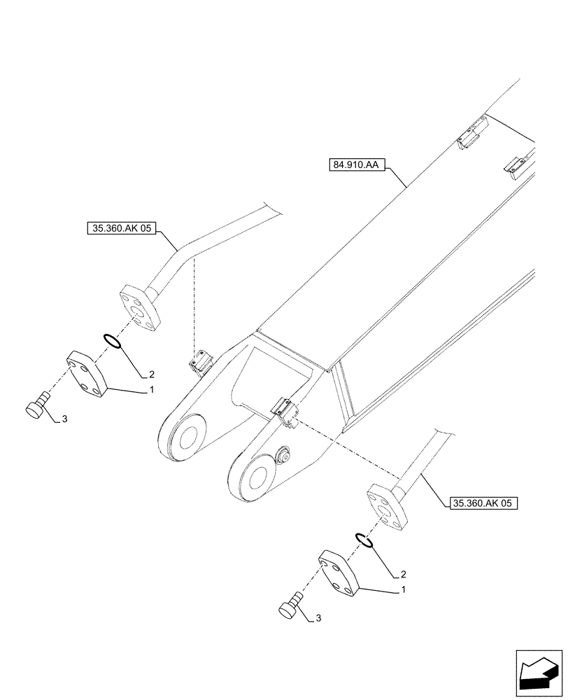 Схема запчастей Case CX490D RTC - (35.360.AK[06]) - VAR - 461561, 461865, 461868, 461869, 461871 - BOOM, LINE, HAMMER, SHEARS, HIGH FLOW, PLUG (35) - HYDRAULIC SYSTEMS