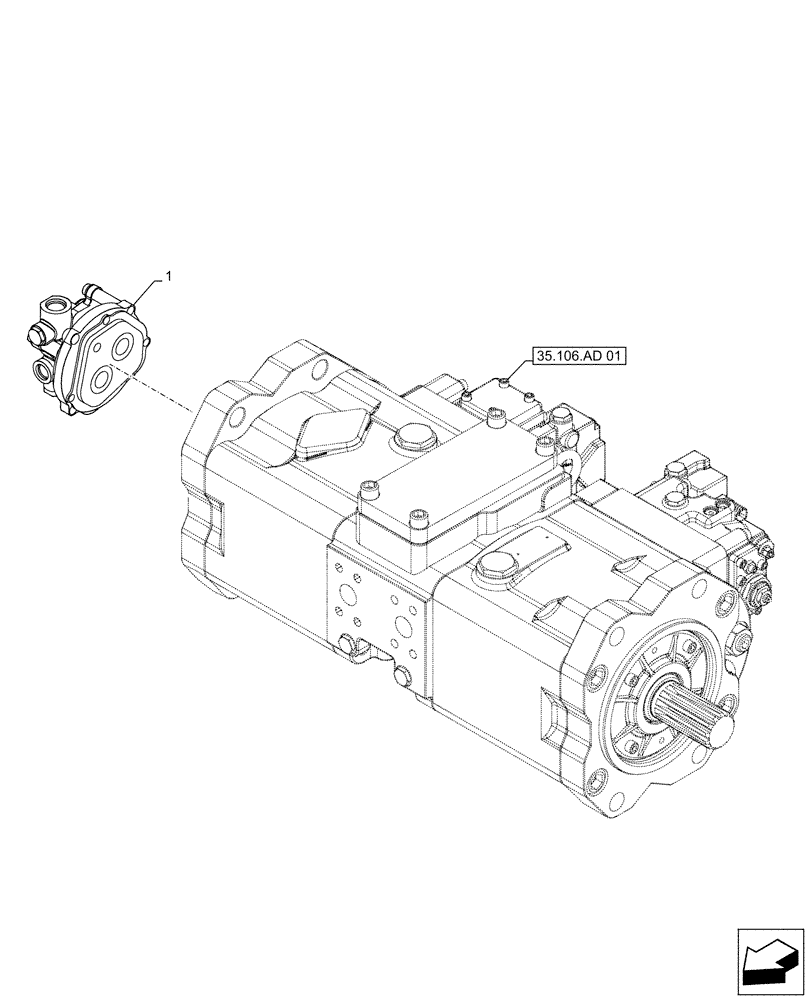 Схема запчастей Case CX500D RTC - (35.357.AC[01]) - HYDRAULIC PUMP, PILOT, COMPONENTS (35) - HYDRAULIC SYSTEMS