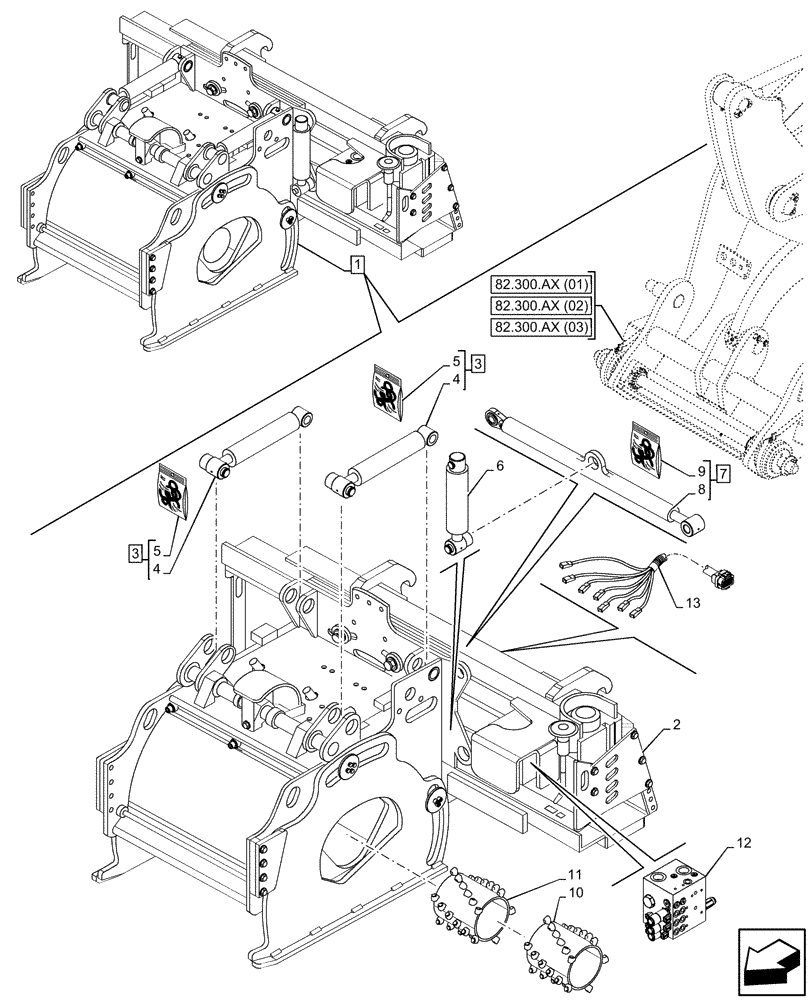 Схема запчастей Case 221F - (89.300.AA[01]) - VAR - 734655 - ATTACHMENT, COLD PLANER, PL6020-3L (600MM) (89) - TOOLS