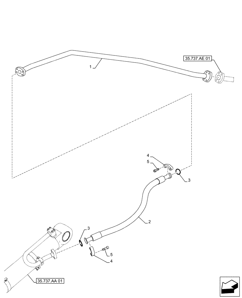 Схема запчастей Case CX500D RTC - (35.737.AE[03]) - VAR - 481064 - ARM, CYLINDER, SAFETY VALVE, LINES (35) - HYDRAULIC SYSTEMS