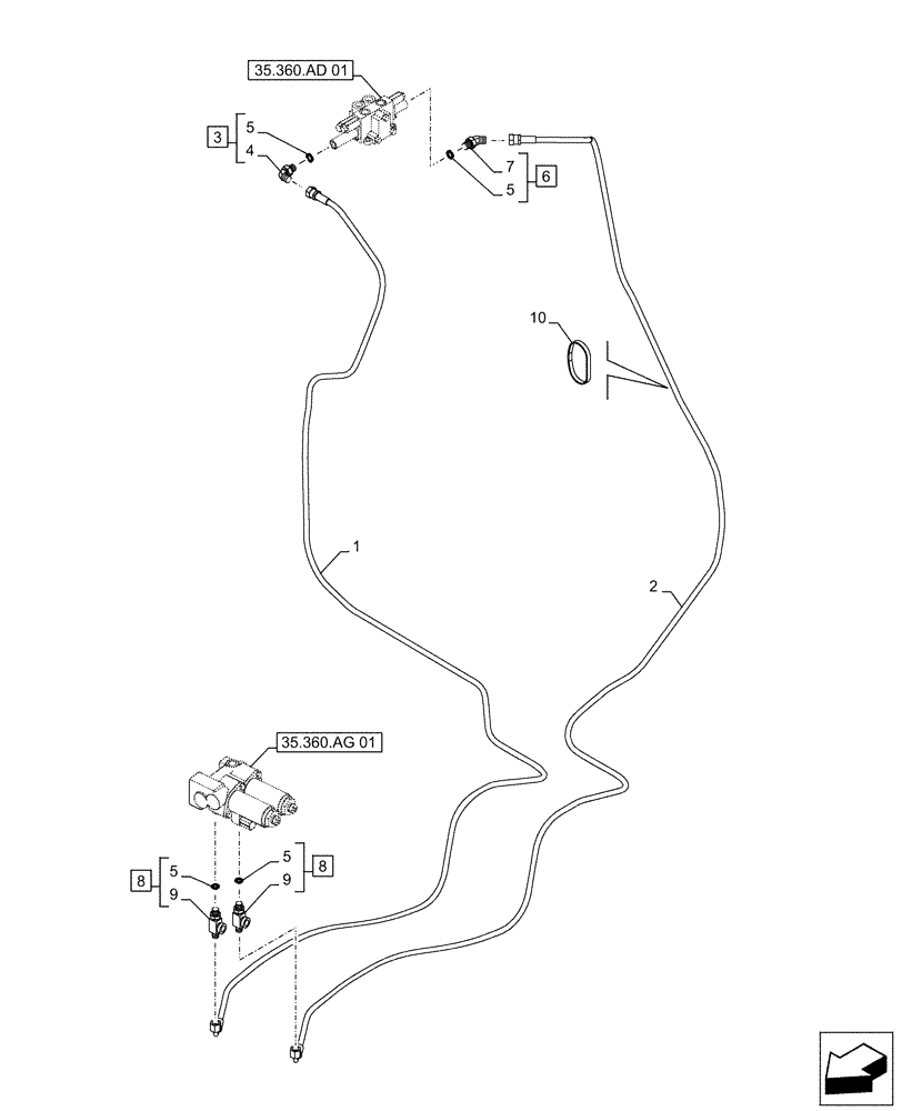 Схема запчастей Case CX490D LC - (35.360.AF[03]) - VAR - 461863 - HYDRAULIC LINE, CLAMSHELL BUCKET, ROTATION, W/ ELECTRICAL PROPORTIONAL CONTROL (35) - HYDRAULIC SYSTEMS