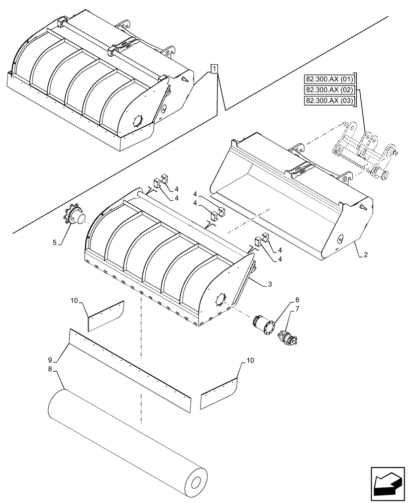 Схема запчастей Case 321F - (89.260.AA[02]) - VAR - 734660 - ATTACHMENT, PICK UP BROOM (2220MM) (89) - TOOLS