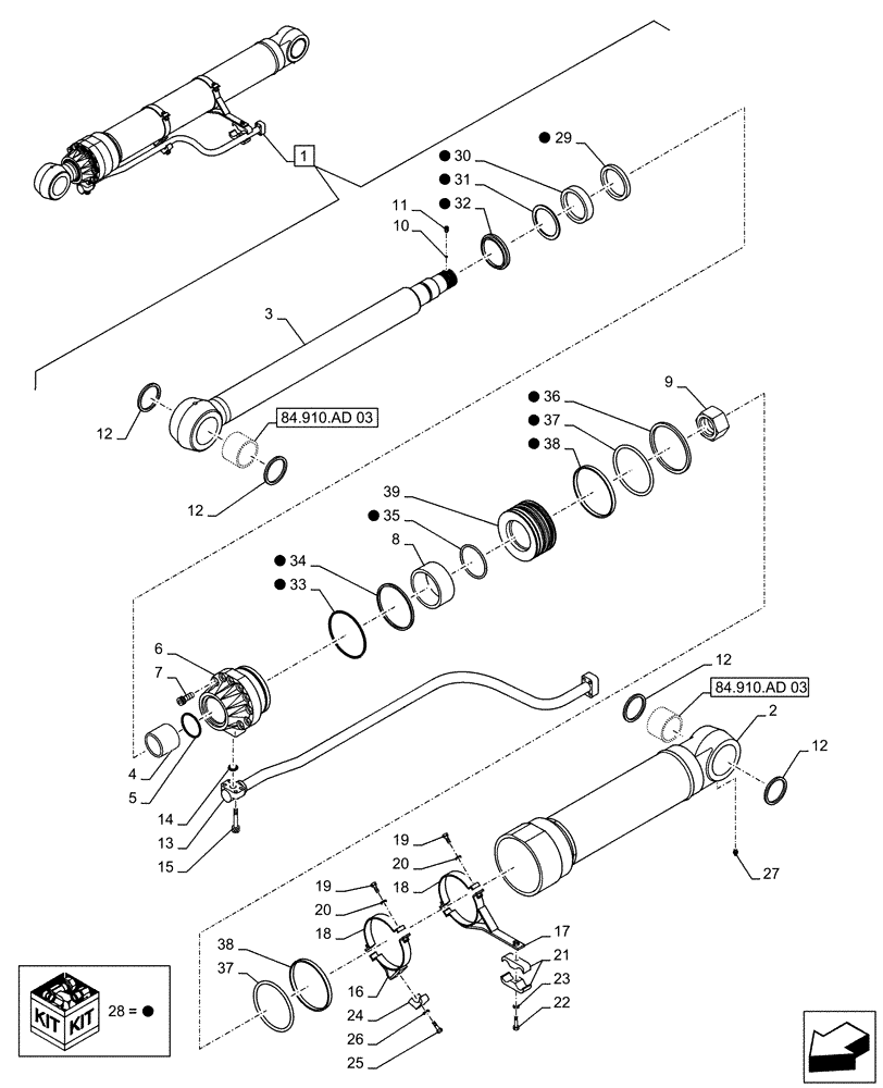 Схема запчастей Case CX500D RTC - (35.736.AA[05]) - VAR - 481064 - LIFT CYLINDER, RIGHT, SAFETY VALVE, COMPONENTS (35) - HYDRAULIC SYSTEMS